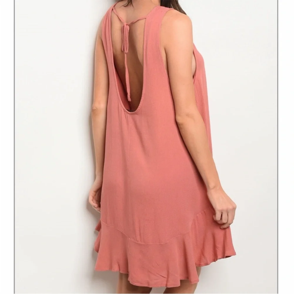 Coral Color Scoopback Dress - Picture 8 of 8